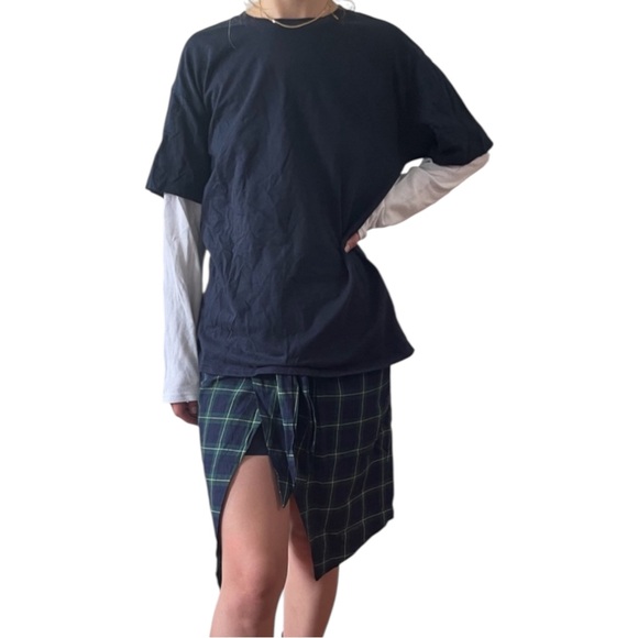 NWOT ORIGINAL USE Black White Layered Short + Long Sleeve Thermal Tee Shirt - M - Picture 5 of 16